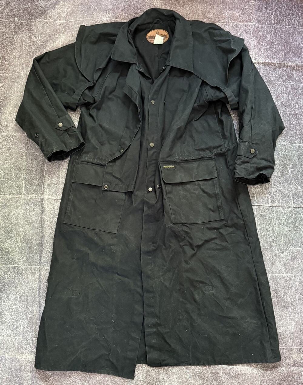 Men's Vintage 90's Outback Bushtrader Black Waxed Cotton Low Rider Jacket Sz XL